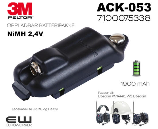 Peltor ACK053 - Oppladbart batteri Litecom ( 7100075338)