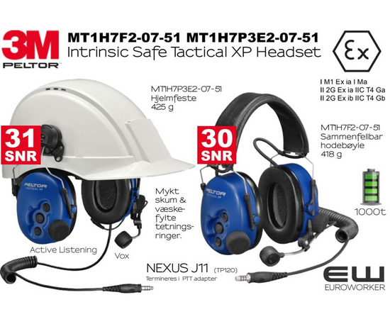3M Peltor Intrinsic Safe - Tactical XP Headset (Atex)