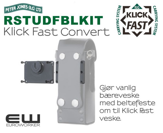 Klick Fast Convert to Belt Dock gjør vesker med beltespennefeste om til Klick Fast feste.