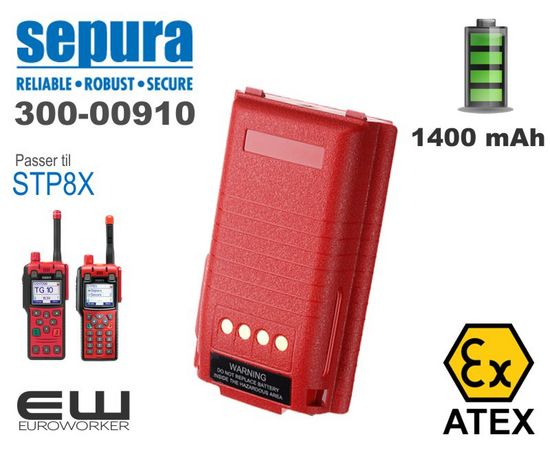 300-00910 - Sepura STP8X (1400mAh) batteri Atex (TETRA)