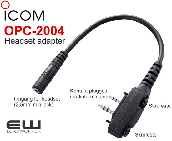 Icom OPC-2004 Headset adapterkabel med skrufeste