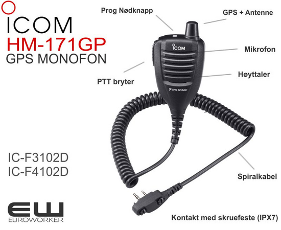 Icom HM-171GP Håndholdt Mikrofon med GPS (F3102D, F4102D)