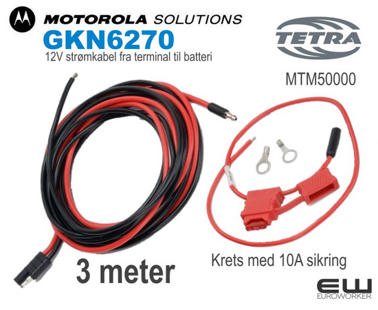 Motorola strømkabel (3m) (12V) (GKN6270) (MTM5000)