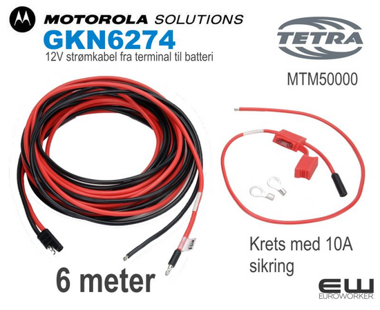 Motorola strømkabel (6m) (12V) (GKN6270) (MTM5000)