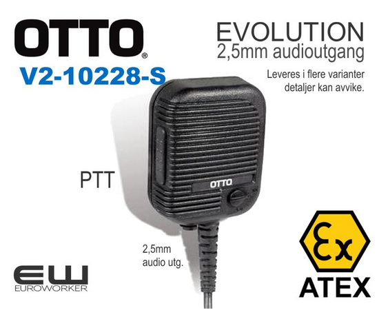 V2-10228-S - Otto Evolution Speaker Microphone (IS/ATEX) m/2,5mm utgang