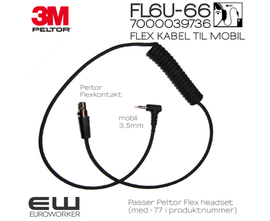 3M Peltor FL6U-66 Flex kabel (iPhone/Smartphone)