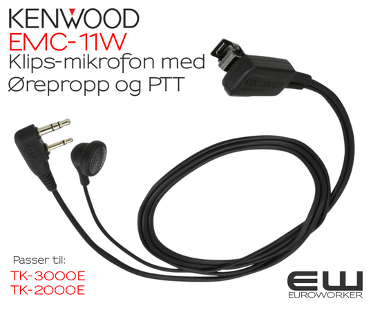 Kenwood EMC-11W Klipsmikrofon med Ørepropp og PTT (TK-3000E & TK-2000E)