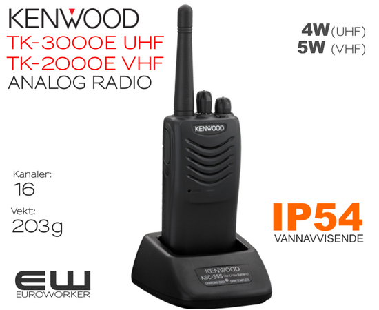 Kenwood  TK-3000E (UHF) & TK-2000E(VHF) Analog Håndholdt Radio