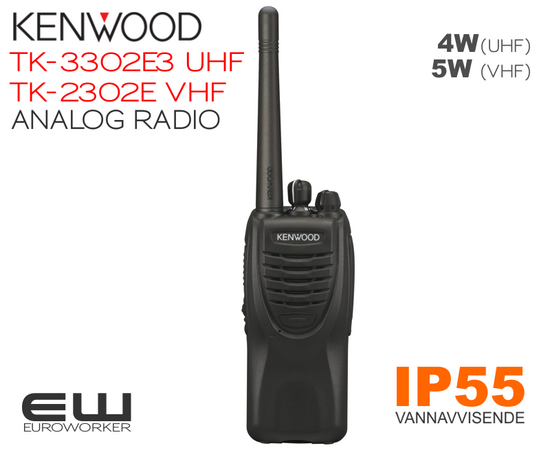 Kenwood TK-3302E3 (UHF) & TK-2302E (VHF) Analog Håndholdt Radio