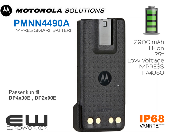 Motorola Batteri (2900mAh) IP68 til DP2X00e & DP4400e (PMNN4490A)