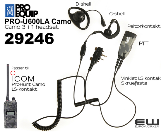 Proequip  PRO-U600LA 3-i-1Camo Headset (ProHunt Camo..)(29246)