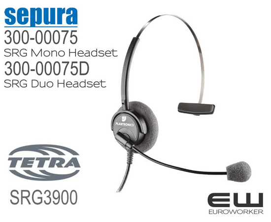 Sepura SRG Mono Headset (300-00075 headset + 700-00212 kabel)