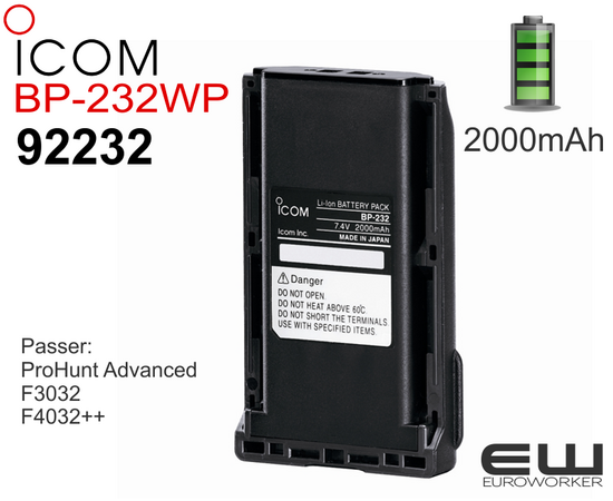 Icom Batteri BP-232WP (2000 mAh) ProHunt Advanced (92232)