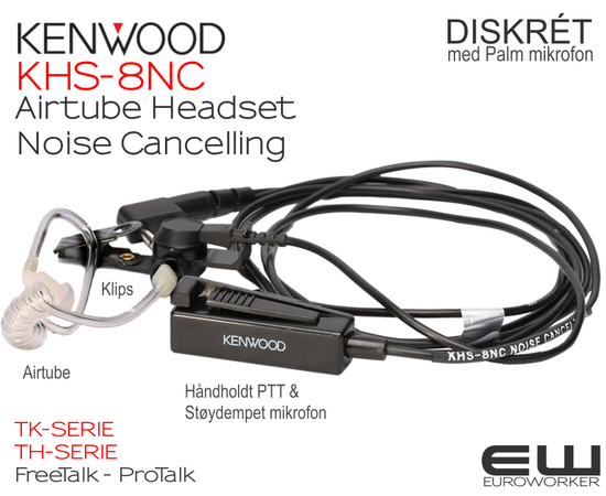 Kenwood KHS-8NC Diskrét Airtube Headset med Håndholdt PTT & Støydempet Mikrofon (NX-, TK- & TH-serie)