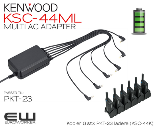 6 stk Kenwood PMR PKT23 med Gratis KSC-44ML Multicharger Adapter