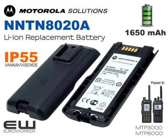 Motorola NNTN8020A Batteri 1650 mAh  MTP3000, (MTP6550 & MTP6750)(TETRA)
