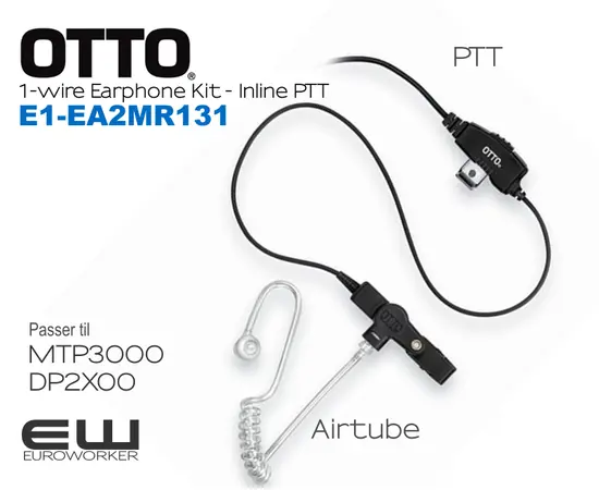 Otto 1-wire Earphone Kit med Inline PTT  (E1-EA2MR131)