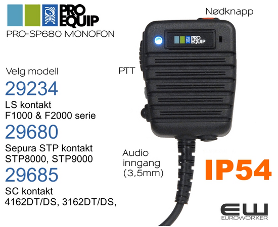 ProEquip PRO-SP680 Håndholdt Mikrofon med 3,5mm Audioinngang - 29680, 29234, 29685
