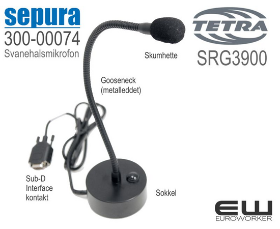300-00074 - Sepura SRG Svanehalsmikrofon med sokkel (SRG3900)(TETRA)