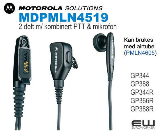 Motorola MDPMLN4519 2-delt earpiece med kombinert PTT & mikrofon (GP344 mfl)