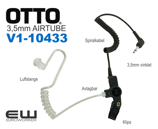 V1-10433Otto V1-10433 3,Airtube earpiece vinklet (3,5mm, Listen Only)
