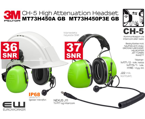3M Peltor CH-5 High Attenuation Headset - Ground Mechanic MT73H450A GB  MT73H450P3E GB
