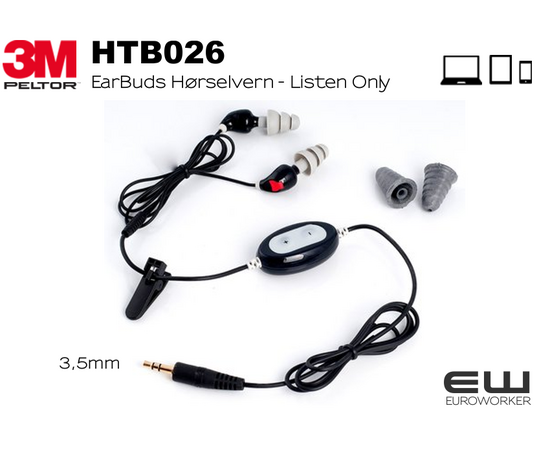 3M Peltor HTB026 EarBuds Hørselvern med 3,5mm audioinngang for Listen Only