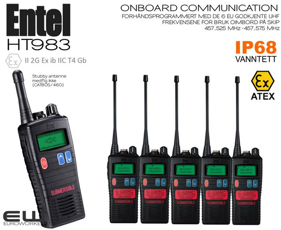 Entel HT983 UHF ATEX IIC EU 94/9/EC  - IP68 (Vanntett) ATEX IIC (250-206)