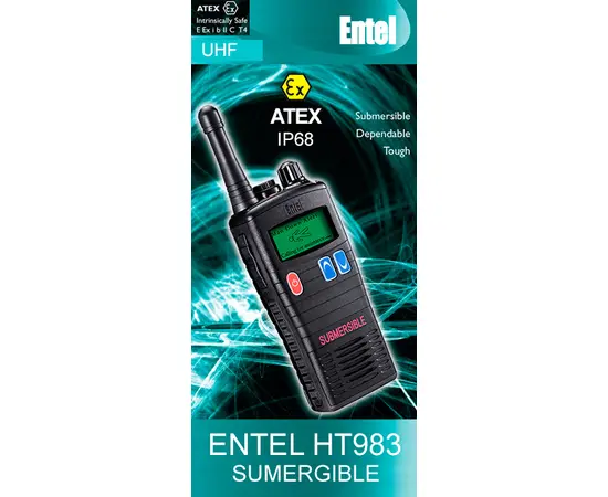 Entel HT983 UHF ATEX IIC EU 94/9/EC  - IP68 (Vanntett) ATEX IIC (250-206)