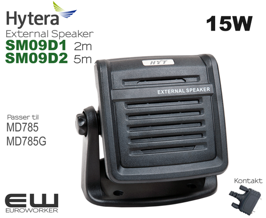 Hytera SM09D1 (1m) SM09D1 (5m) Eksterne Høyttalere (15W)