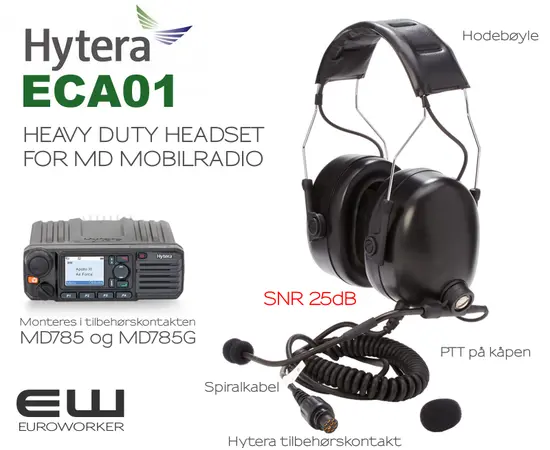 Hytera ECA01 Heavy Duty Noise Cancelling Headset for MD785 Mobile Radio