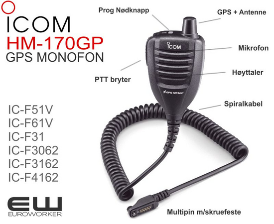 Icom HM-170GP Håndholdt Mikrofon med GPS - 94170