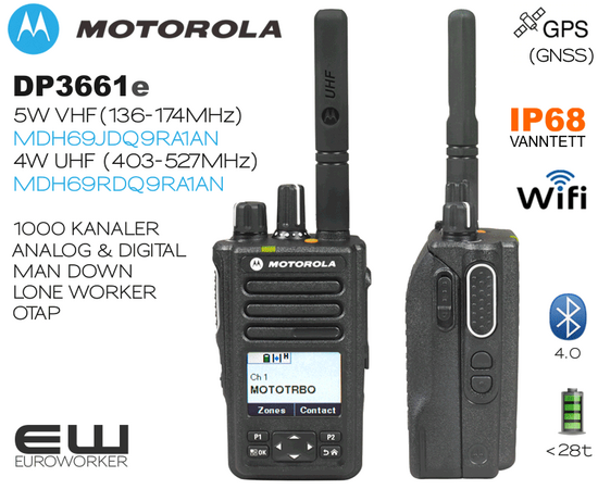 Motorola MOTOTRBO DP3661e (UHF:MDH69RDQ9RA1AN & VHF: MDH69JDQ9RA1AN)