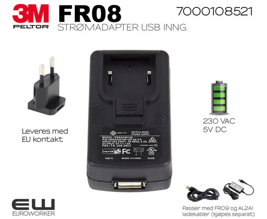 3M Peltor FR08 USB Strømadater 7000108521