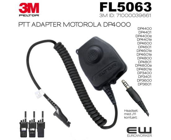3M Peltor FL5063 PTT Adapter til Motorola DP4000-serie