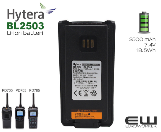 Hytera BL2503 batteri - 2500 mAh (PD7-serie, PD9-serie)