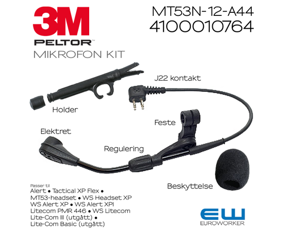 3M Peltor MT53N-12-44 KIT Elektret mikrofonarm