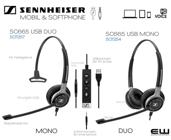 Sennheiser SC635 og SC665 (3,5 mm, USB)