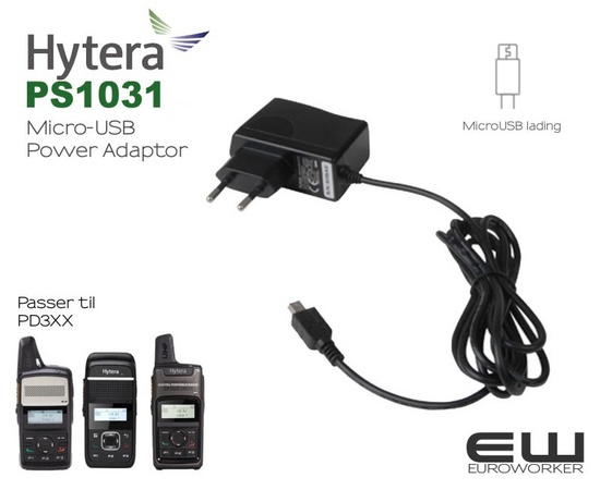 Hytera PS1031 Strømlader MicroUSB (PD355, PD365, PD375)