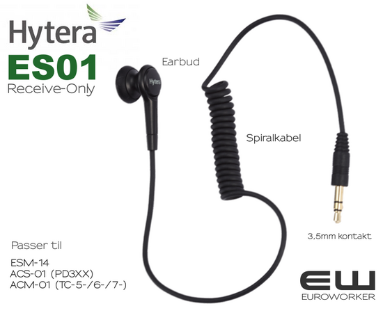 Hytera ACS-01  PTT adapter & MIC med 3,5 mm audioinngang for Listen Only Earpiece (PD365, PD355, PD375)