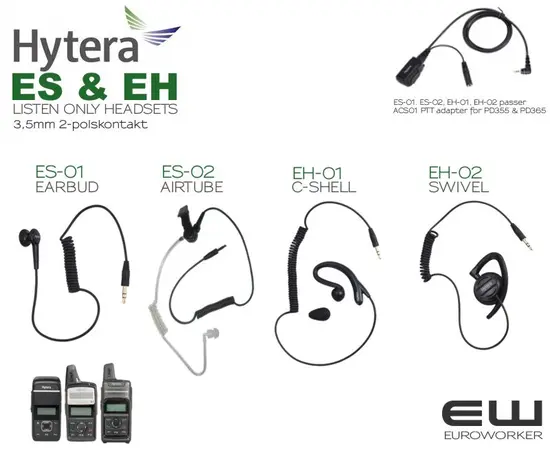 Hytera ES-02 Listen Only Earpiece 3,5mm til monofon