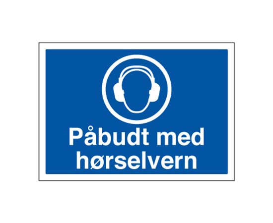 HMS skilt Påbudt med Hørselvern (symbol og tekst)