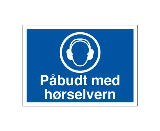 HMS skilt Påbudt med Hørselvern (symbol og tekst)