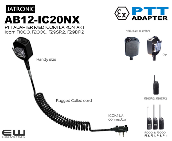 Jatronic AB12-IC20NX Icom PTT Adapter  (LA-kontakt)