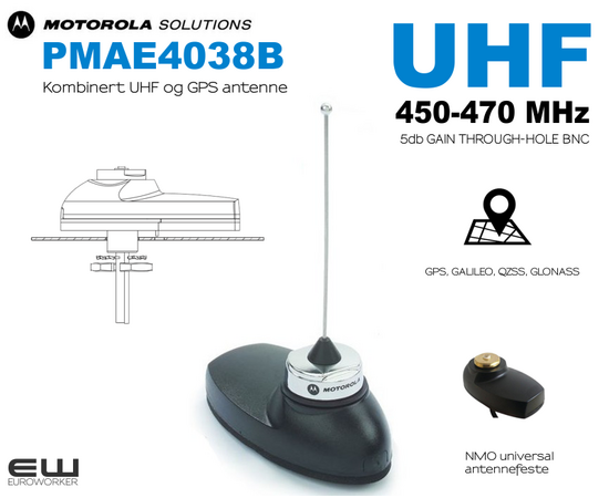 Motorola PMAE4038B UHF/GPS kombiantenne (403-430MHz, 5db GAIN, GPS)