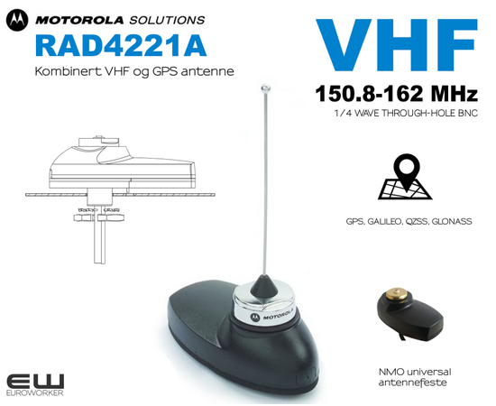 Motorola RAD4221A VHF/GPS antenne (150.8-162 MHz, GPS)