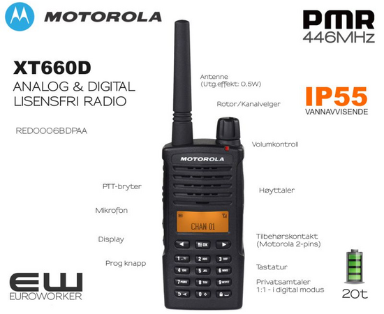 Motorola XT660D (Lisensfri, Analog, Digital, PMR446)