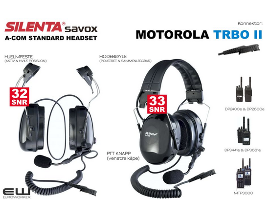 Silenta A-COM TRBO II Standard Headset (Motorola DP2000, DP3000, MTP3000)