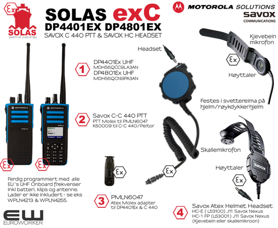 Motorola DP4X01Ex UHF w/Savox Molex PTT - Atex Fire Fighter SOLAS Compliant (exC)