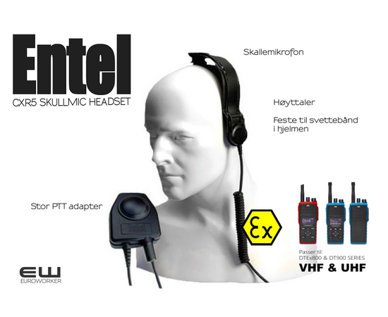 Entel CXR5 Skallemikrofon Hjelm Headset (DTEx, Atex)